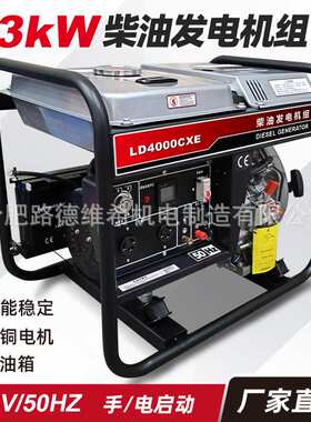 LD4000CXE电启动柴油发电机组3KW单相220V家用备用电源户外露营用
