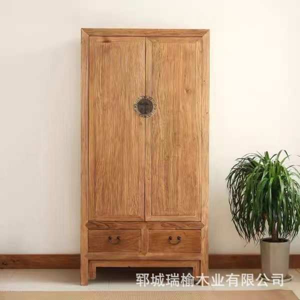 中式老榆木衣柜家用卧室衣柜民宿挂衣橱收纳储物柜卧室老门板柜