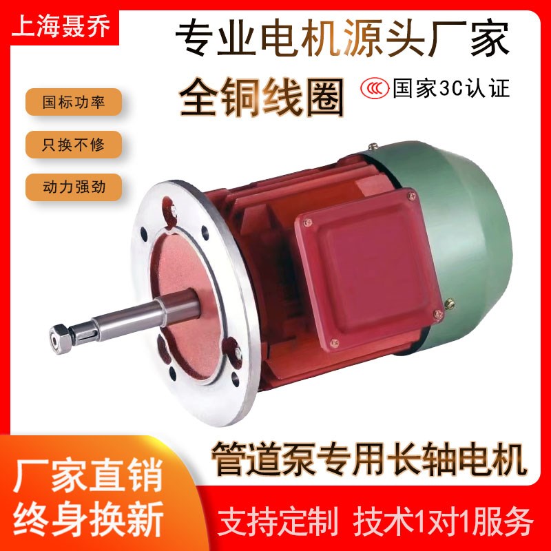 聂乔管道泵专用长轴电机38r0v 三相立式纯铜国标电动机0.75-11KW