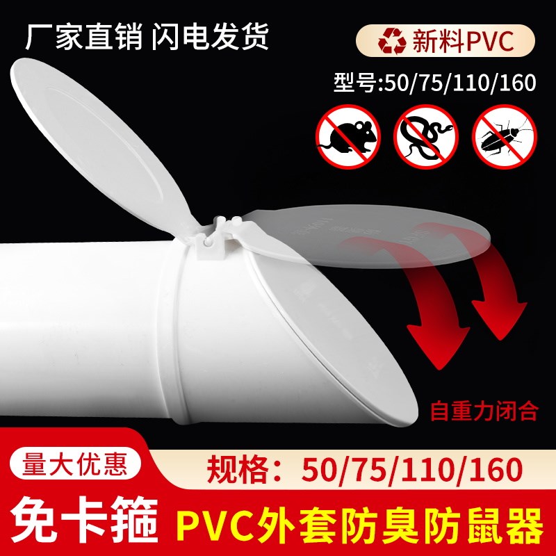 160/50/75/110管道止逆阀PVCC排水管下水道止回阀防反水排污管防