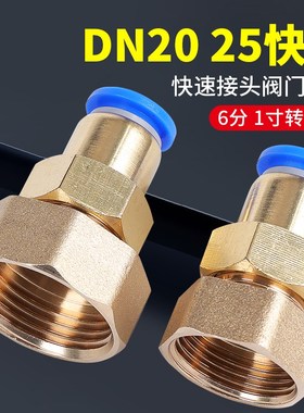 DN25内螺纹内丝PU直通快插1寸20内牙6分8-10-12-16mXm气管快速接