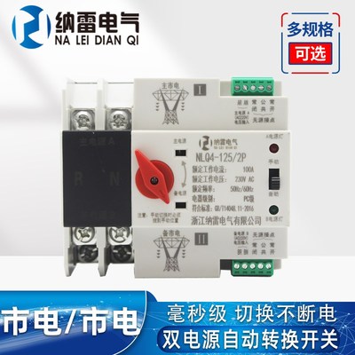 家用市电220V毫秒级切o换不断电双电源自动转换开关2P 100A 80A63