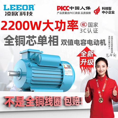 2200W单相电机220Vt两相2.2KW千瓦家用电全铜异步马达马达小型