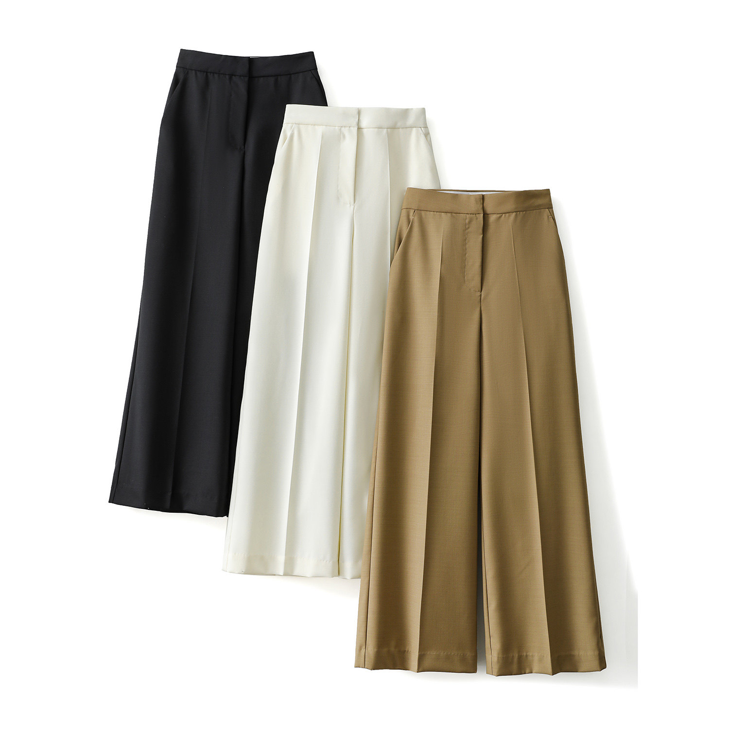 遮肉神裤！精纺羊毛通勤百搭高腰显瘦休闲西裤直筒阔腿裤女KZ0030