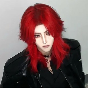 速发红男假发男短发鲻鱼头士男假发套武士头色生全头套式