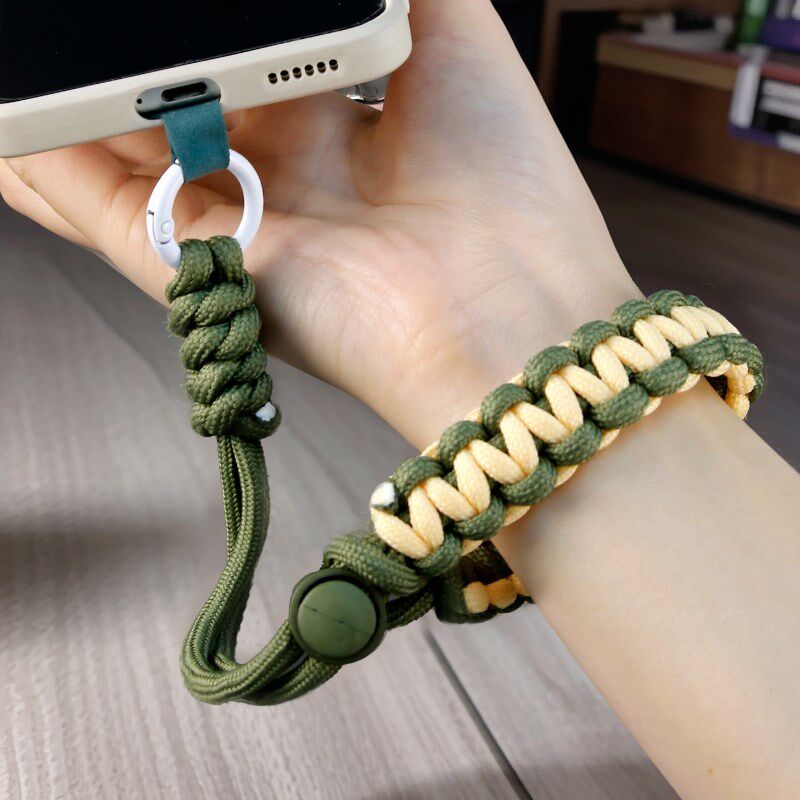 速发织款手机挂绳可调节腕短粗工编新简约防抢偷摔加手结实夹片式