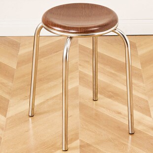 速发不锈钢凳子圆桌凳家用餐凳可叠放客厅凳子成人板凳时尚铁凳子