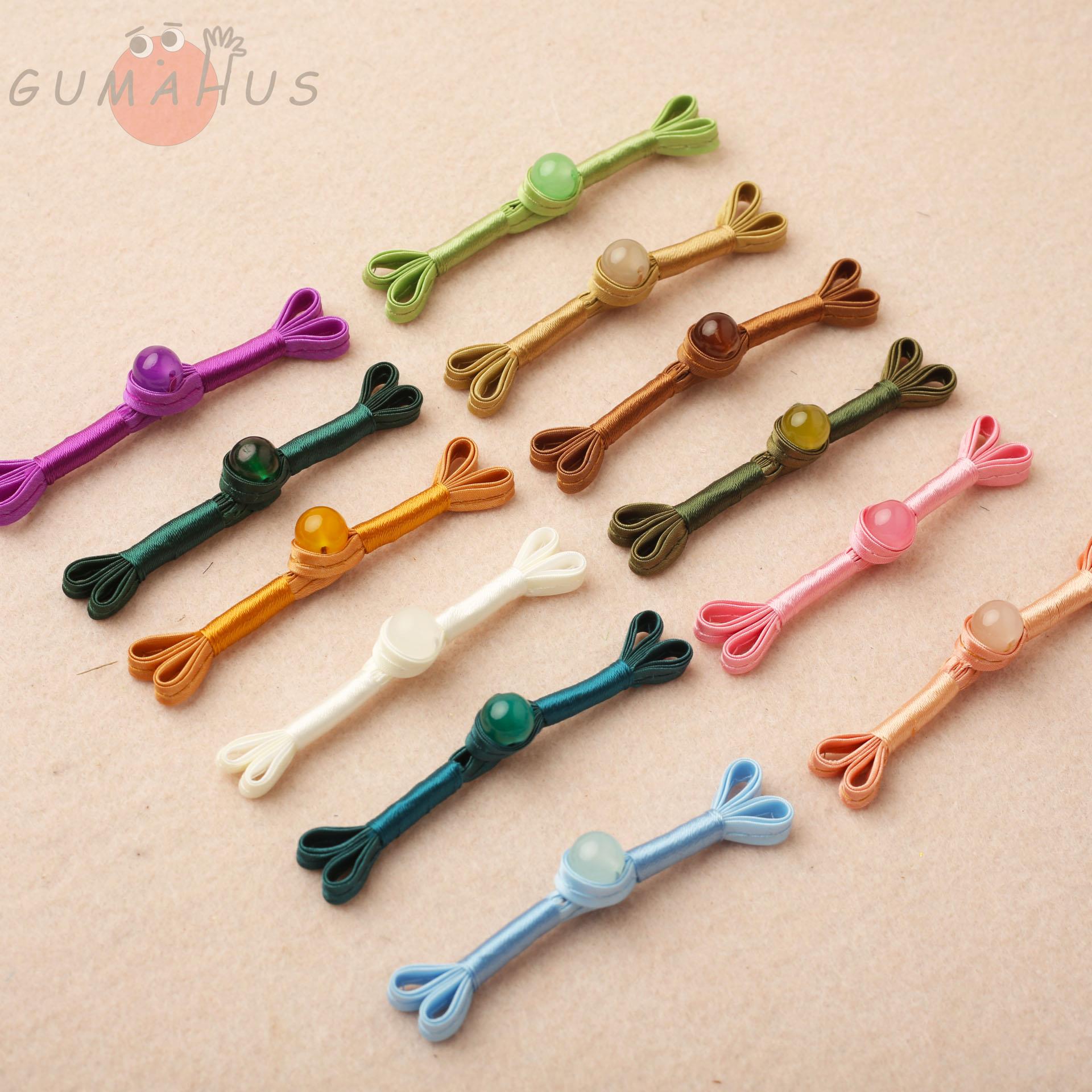 速发盘子中国风旗袍唐线古装上衣扣手工玉绕石装燕尾一字头纯色