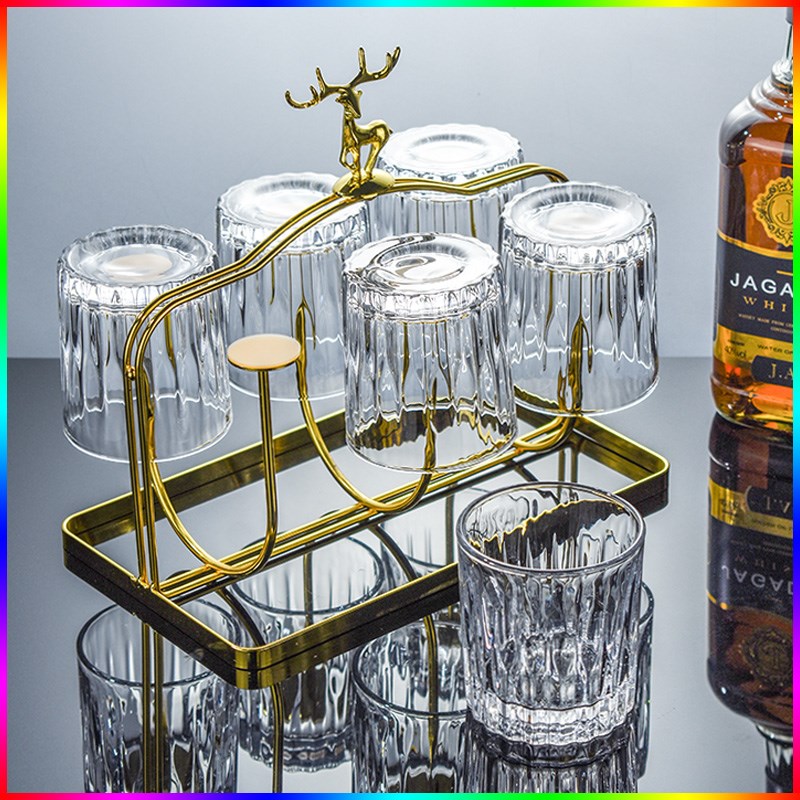 速发威士忌酒装套杯酒吧v啤酒杯架条纹杯子高级感大容量喝水杯