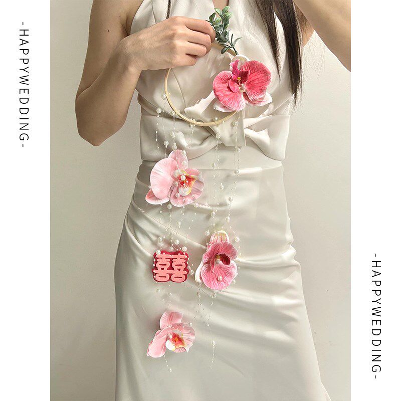 速发婚房布置手提挂饰结婚门把厅装饰拍礼客手伴新娘晨袍婚照道具