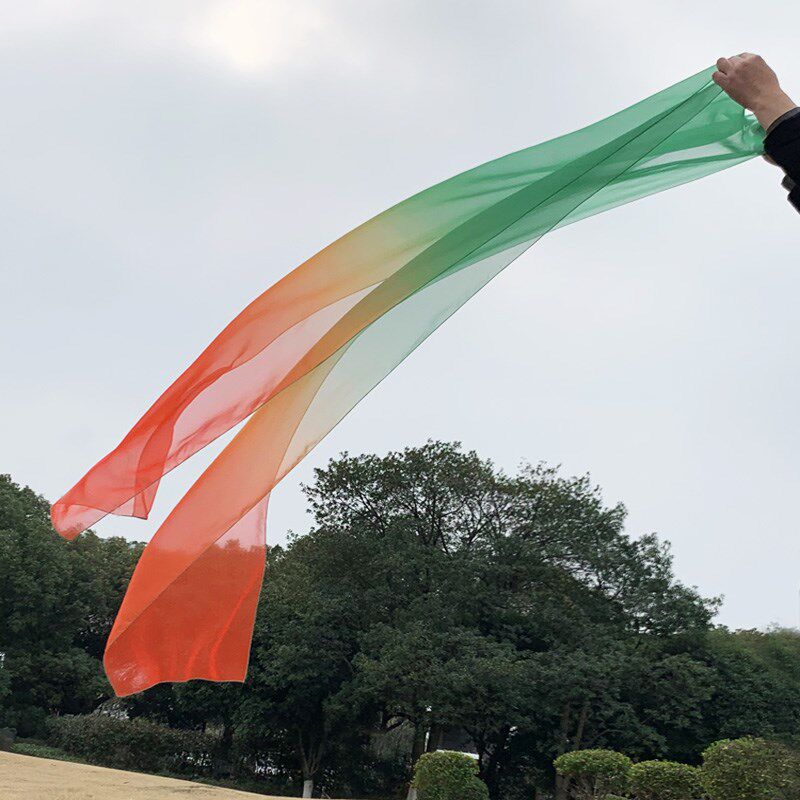 速发鲤美人渐舞披帛古典变蹈汉服披饰中国舞演出敦煌配帛绿桔飘带