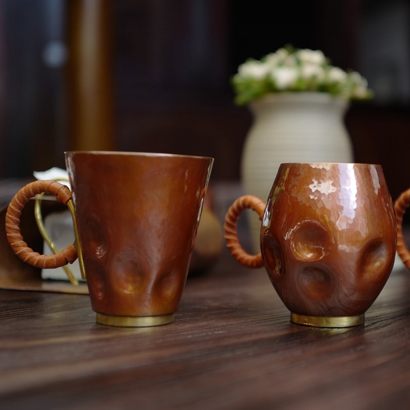 村野铜高级感轻奢特别好看的咖啡杯女士男生个人专用款茶水马克杯