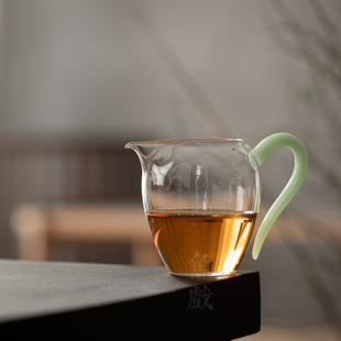 草堂公道杯 天青玉高透耐热玻璃分茶器旦盅 日式家用大号公杯茶海