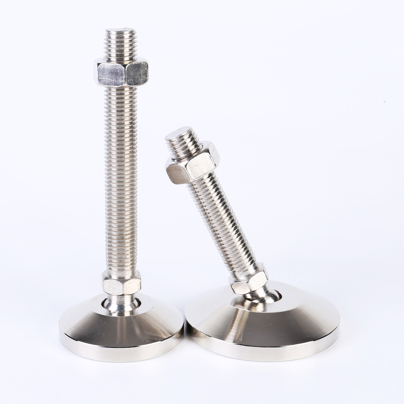 重型碳钢镀镍万向调节脚螺丝支撑脚蹄机械调整脚垫实心底座m16m20