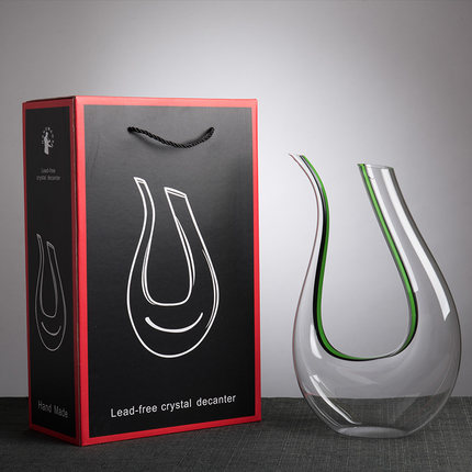 手工水晶玻璃竖琴红丝黑丝醒酒器U型6字醒酒器分酒器VIP酒庄倒酒