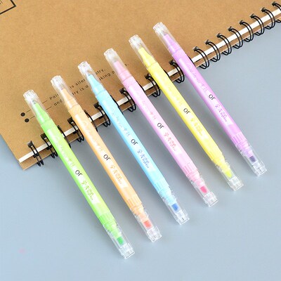 超时双头荧光笔中性笔两用多功能学生用划重点标记笔可爱手账用笔