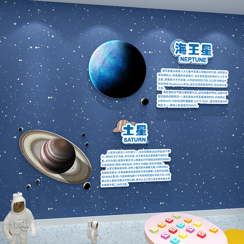 八大行星主题文化墙幼儿园太空科普环创布置中小学走廊教室装饰画