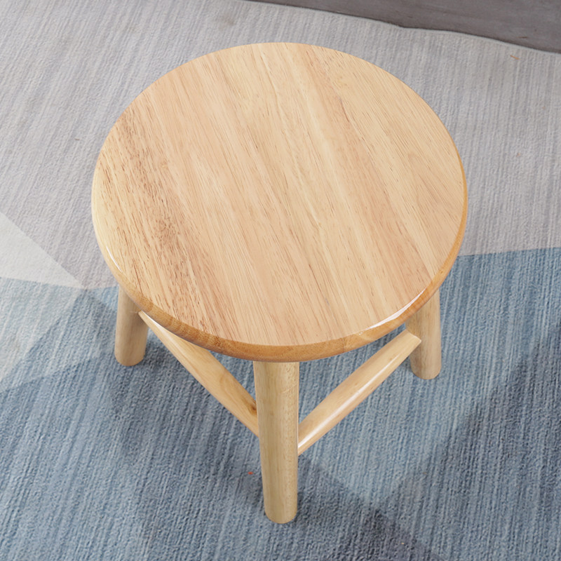 橡贝宇实木圆脚凳子原木胡桃色板凳纯橡胶木简约家用成人踏脚矮凳
