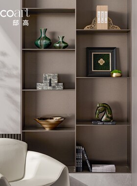 邸高新中式别墅样板房客厅沙发边柜摆件 6套场景组合软装设计搭配