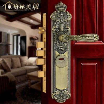 格林美域 欧式大门锁黄铜防盗门锁 金属门锁子母门入户实木门锁