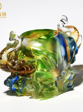 琉璃笔筒创意时尚老板桌面摆件精致实用办公室装饰品高档生日礼物