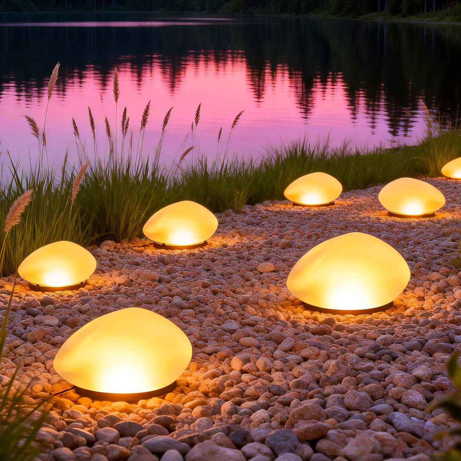 太阳能鹅卵石装饰灯别墅院子花园布置庭院灯草坪发光石头造景观灯