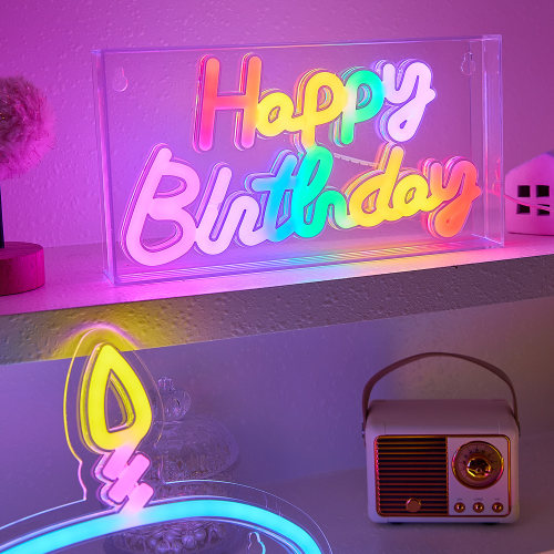 led霓虹灯生日快乐发光字牌房间