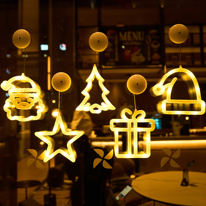圣诞节装饰led发光雪人挂件吸盘灯酒店活动主题创意场景布置装扮