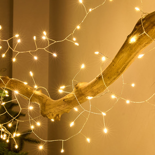 仿真松枝led铜丝鞭炮灯圣诞节气氛围场景布置装饰品橱窗道具挂件