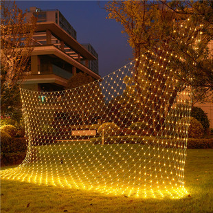 太阳能渔网灯彩灯满天星氛围灯新年草坪装饰灯带户外街道网格灯