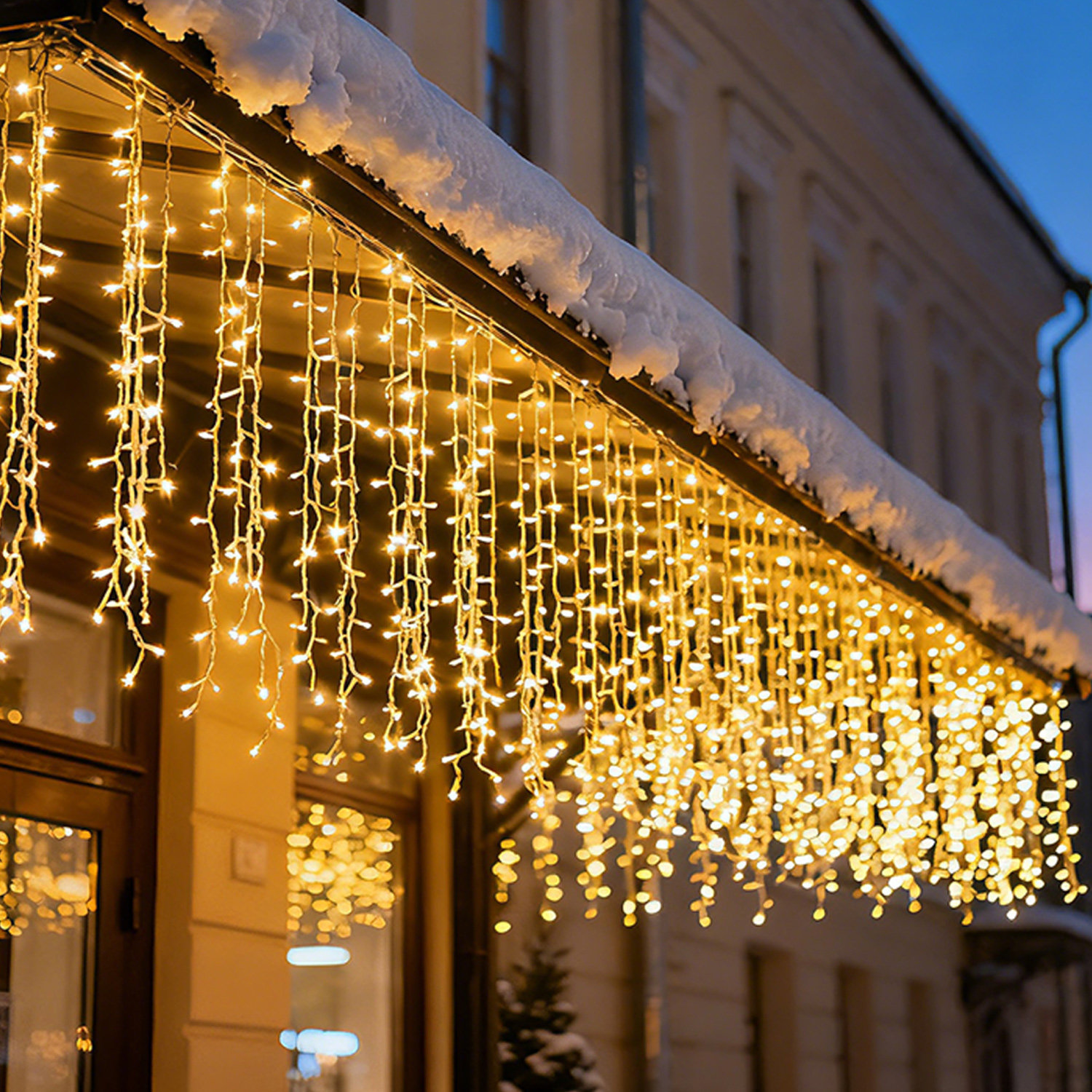 满天星星瀑布流水灯太阳能彩灯闪灯串灯户外防水氛围布置装饰挂灯