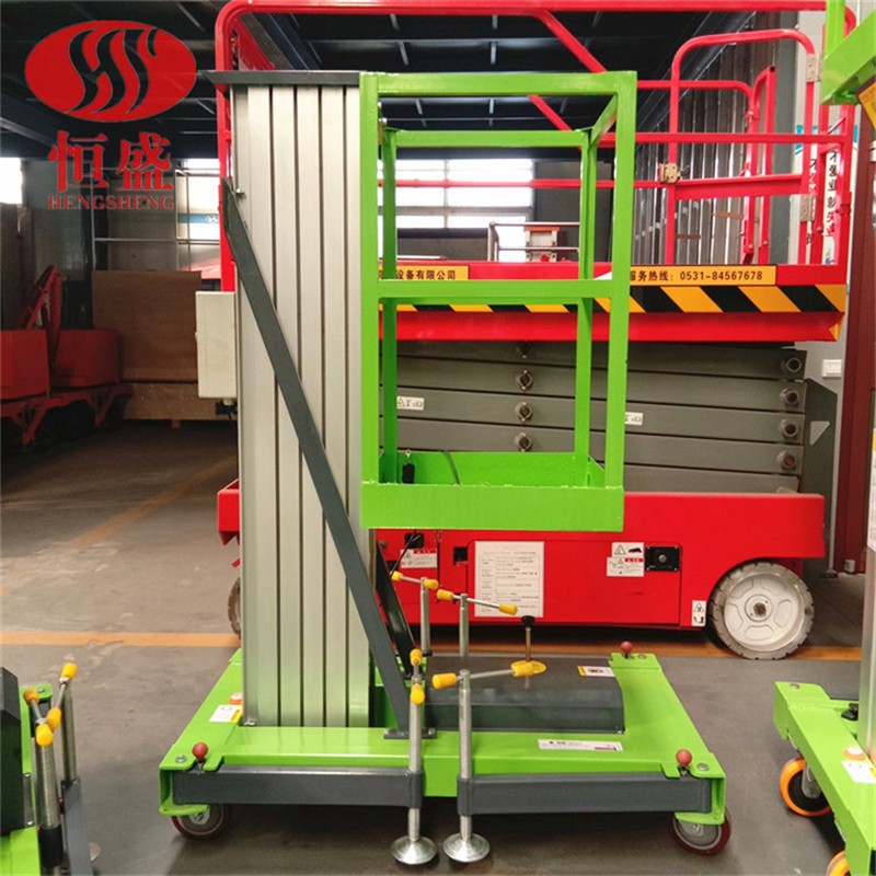 小区铝合金升降平台6、8米单柱双柱铝合金升降机小型电动升降平台