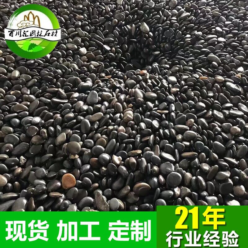 厂家直销天然黑色装饰卵石 优质园林鱼池黑色雨花石 按摩石子现货