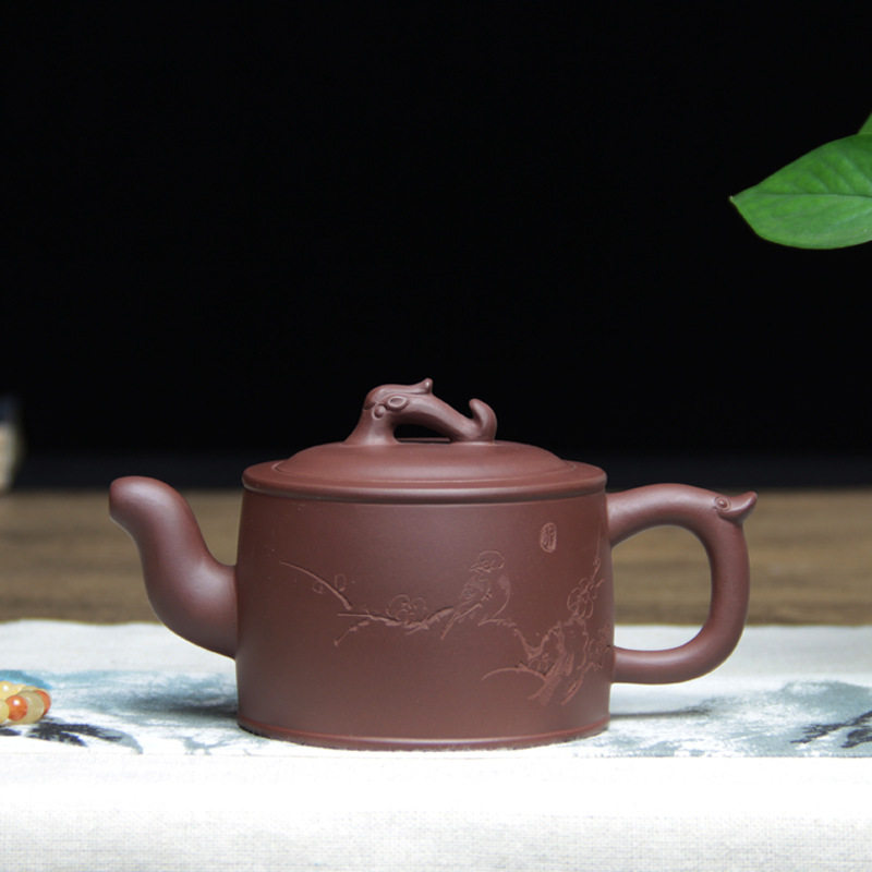 宜兴大口紫砂壶一件起批纯手工紫泥龙壶家用手把泡茶壶茶具 250ml