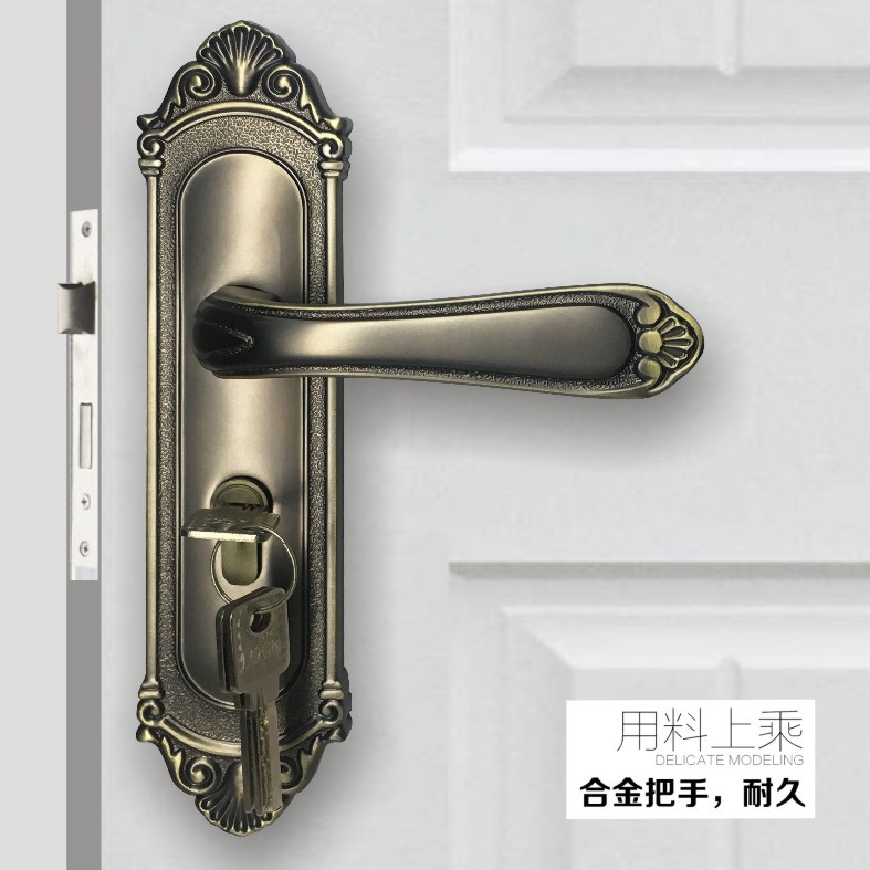 欧式红古铜执手锁具 室内卧室静音耐用型房间木门锁面板孔距165mm