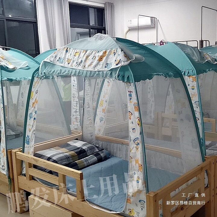 儿童幼儿园午休蚊帐60×128三门尾门60批140全底防摔拼接床蒙新品