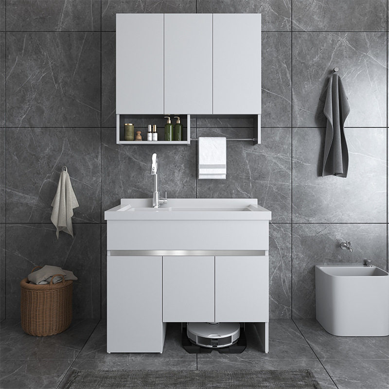 阳台不锈钢洗衣柜扫地机器人基站柜洗手池带搓板洗衣池槽台盆一体