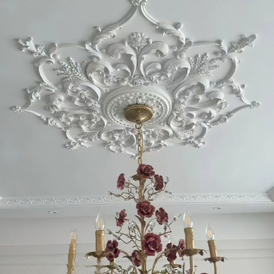 法式石膏线灯盘法式拼花灯盘客餐圆盘创意天花板非石膏组合饰花