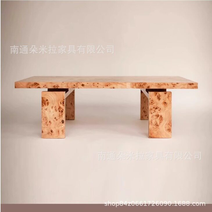 中古风树瘤悬浮茶几实木长方形北欧INS风艺术树瘤意式极简餐桌