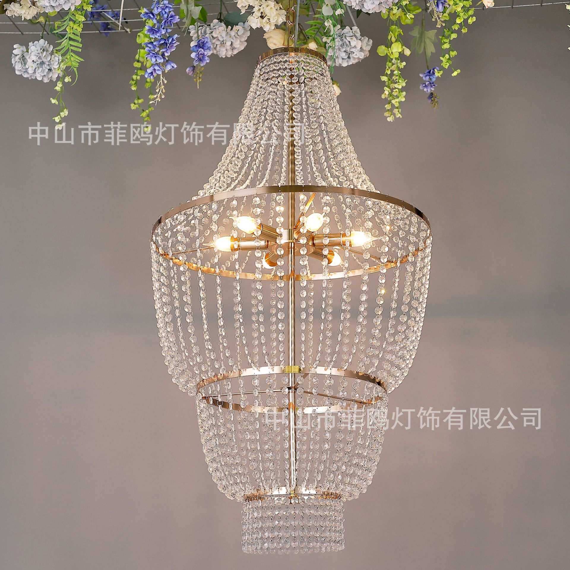 婚庆吊灯欧式水晶珠帘灯节日场地布置道具结婚礼堂舞台吊顶装饰灯