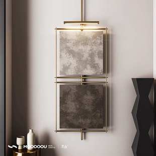 中古风玄关背景墙装饰样板房金属杆装置画铁艺吊杆挂件墙面壁挂