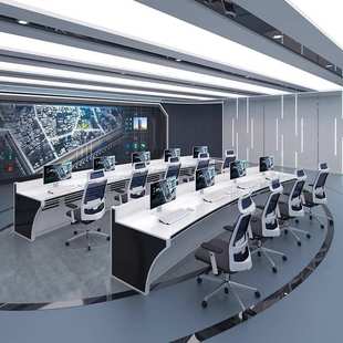 弧形钢木指挥中心控制台烤漆安防指挥数字网络中心监控台调度台