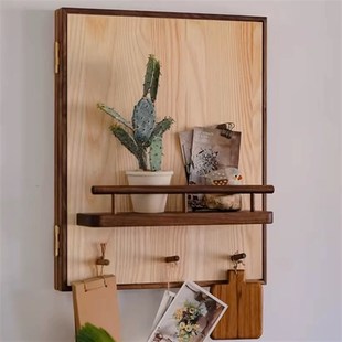 电表箱装饰画实木电箱遮挡改造创意挂衣置物架樱桃木Z电闸盒挂画