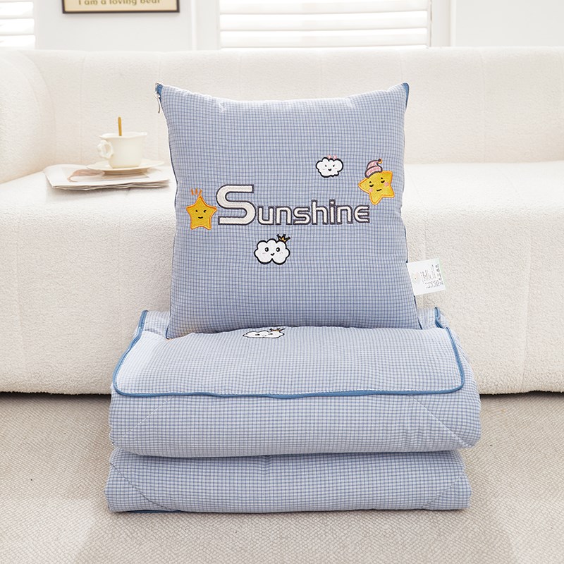 多功能全棉抱枕被子两用办公室午睡空调夏L凉被二合一汽车靠垫纯