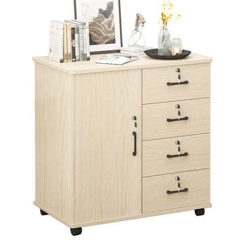 移动柜文件柜资料柜木质矮柜80高一D门四斗带导轨工具柜带锁储物