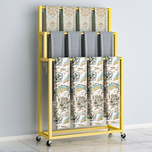 窗帘样品展示架吊卡大样色u卡样板多层陈列架夏被面料展会移动展