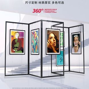 折叠书画展架移动海报展v示架宣传广告架办公美术书画屏风展板