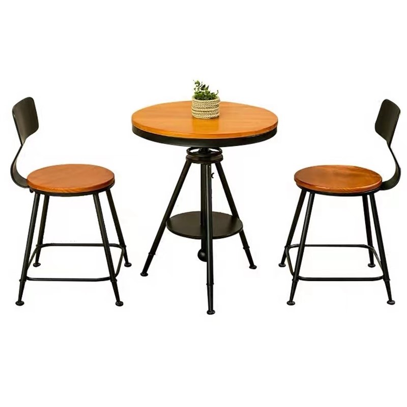 阳台庭院铁艺桌椅l组合咖啡厅奶茶店酒吧休闲小圆桌椅三件套小茶