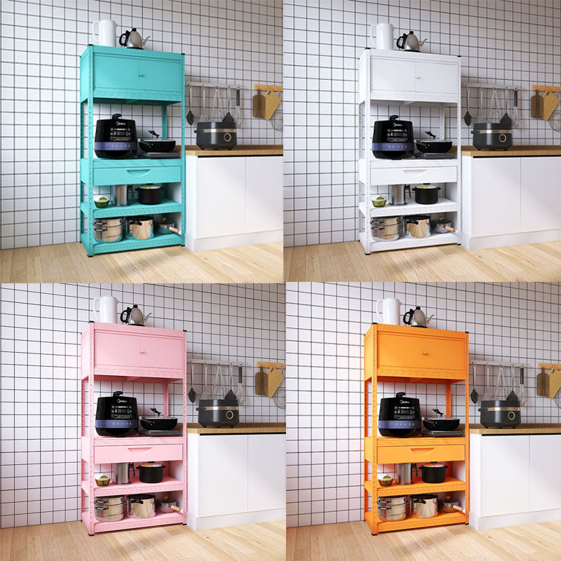 峰阳黑色厨房置物架l置物柜带抽屉门微波炉烤箱架子落地多层橱柜a,厨房/烹饪用具,厨房置物架/置物柜/角架,淘宝优惠券,粉丝福利购,淘宝优惠卷