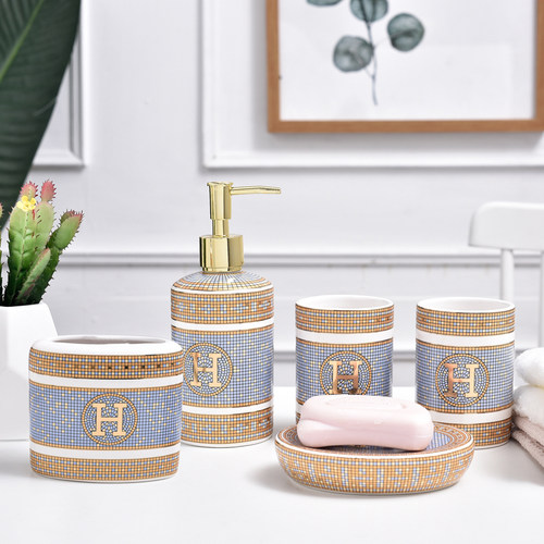 情侣洗漱套装浴室陶瓷牙架u漱口杯牙具刷牙杯欧式卫浴五件套六件